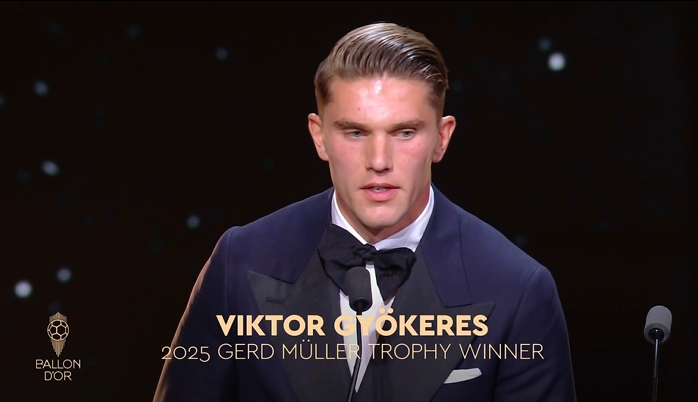 58場比賽中有63個(gè)進(jìn)球！官員：約克雷斯贏得了2025年GED Mueller獎(jiǎng) 并當(dāng)選為年度前鋒